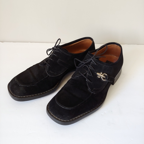 Cesare Paciotti Suede Lace Up Oxfords Loafers Black Size 7 - Picture 2 of 16